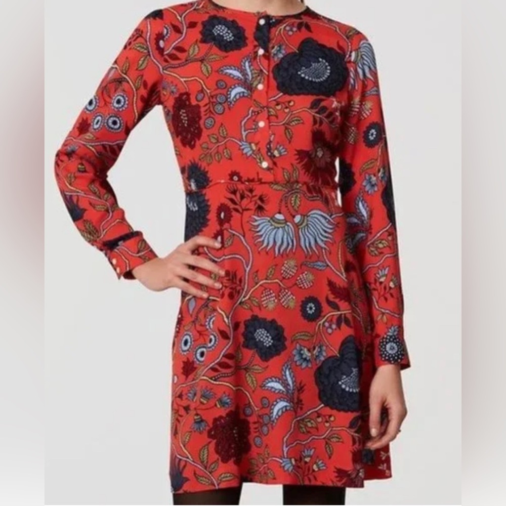 LOFT Red and Blue Floral Dress